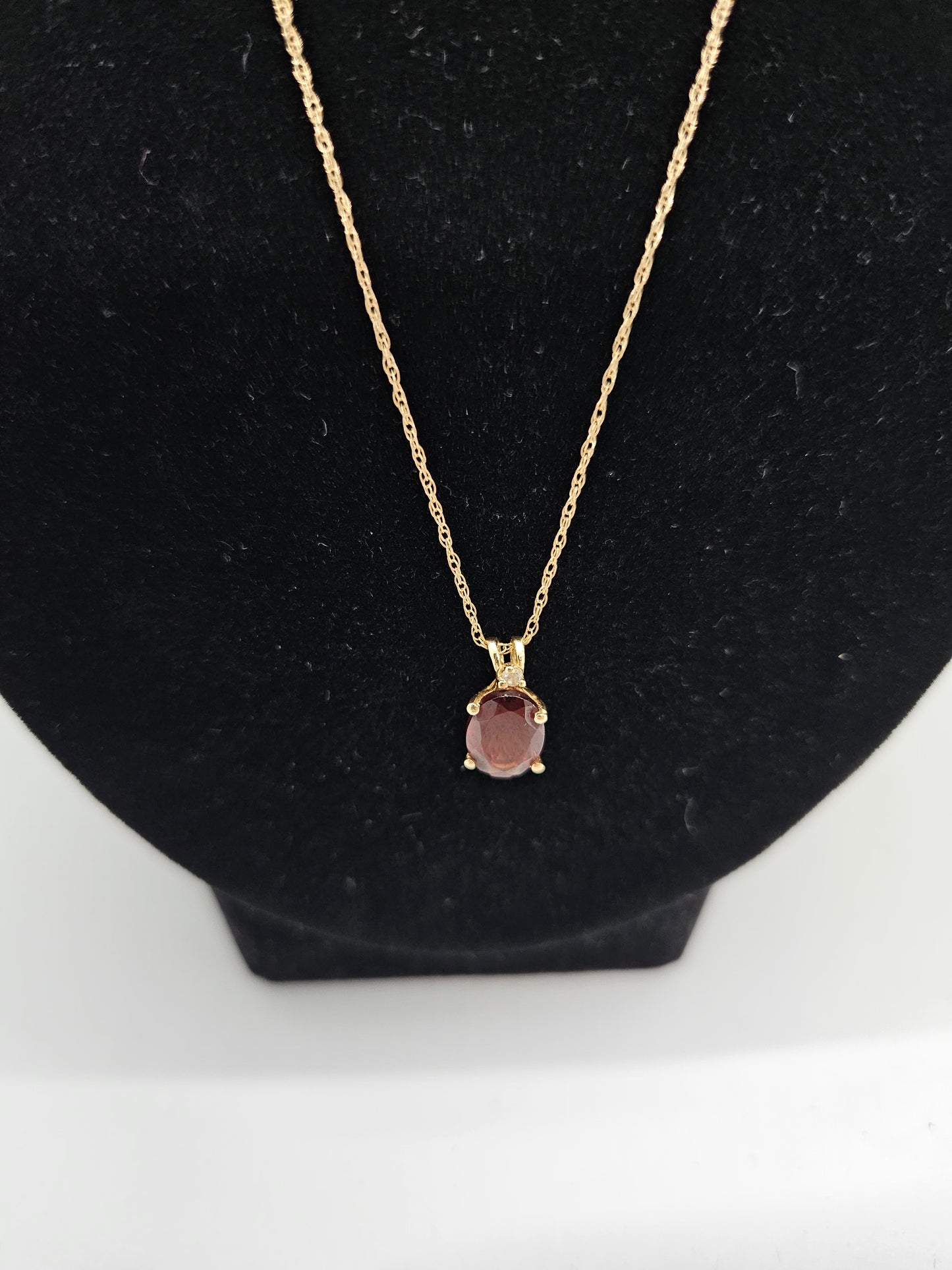 Gold Garnet Earring and Necklace.