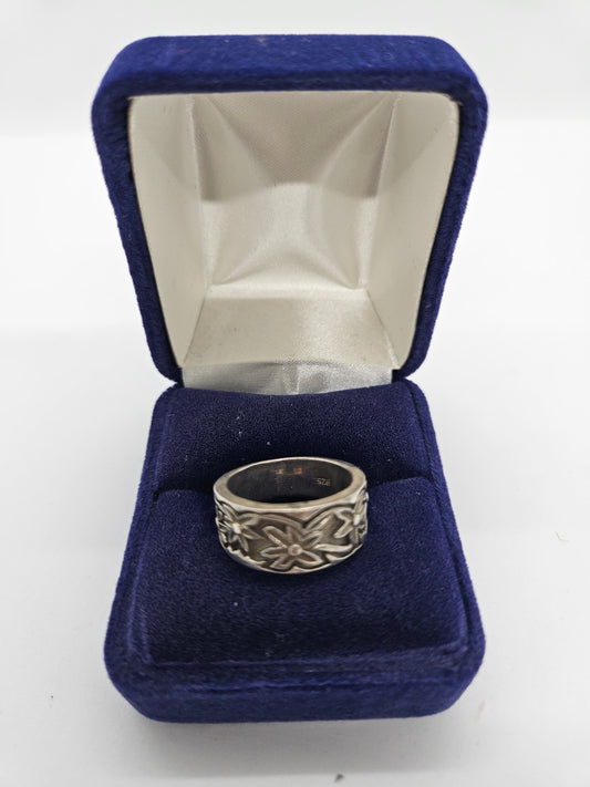 925 Sterling Floral Silver Band