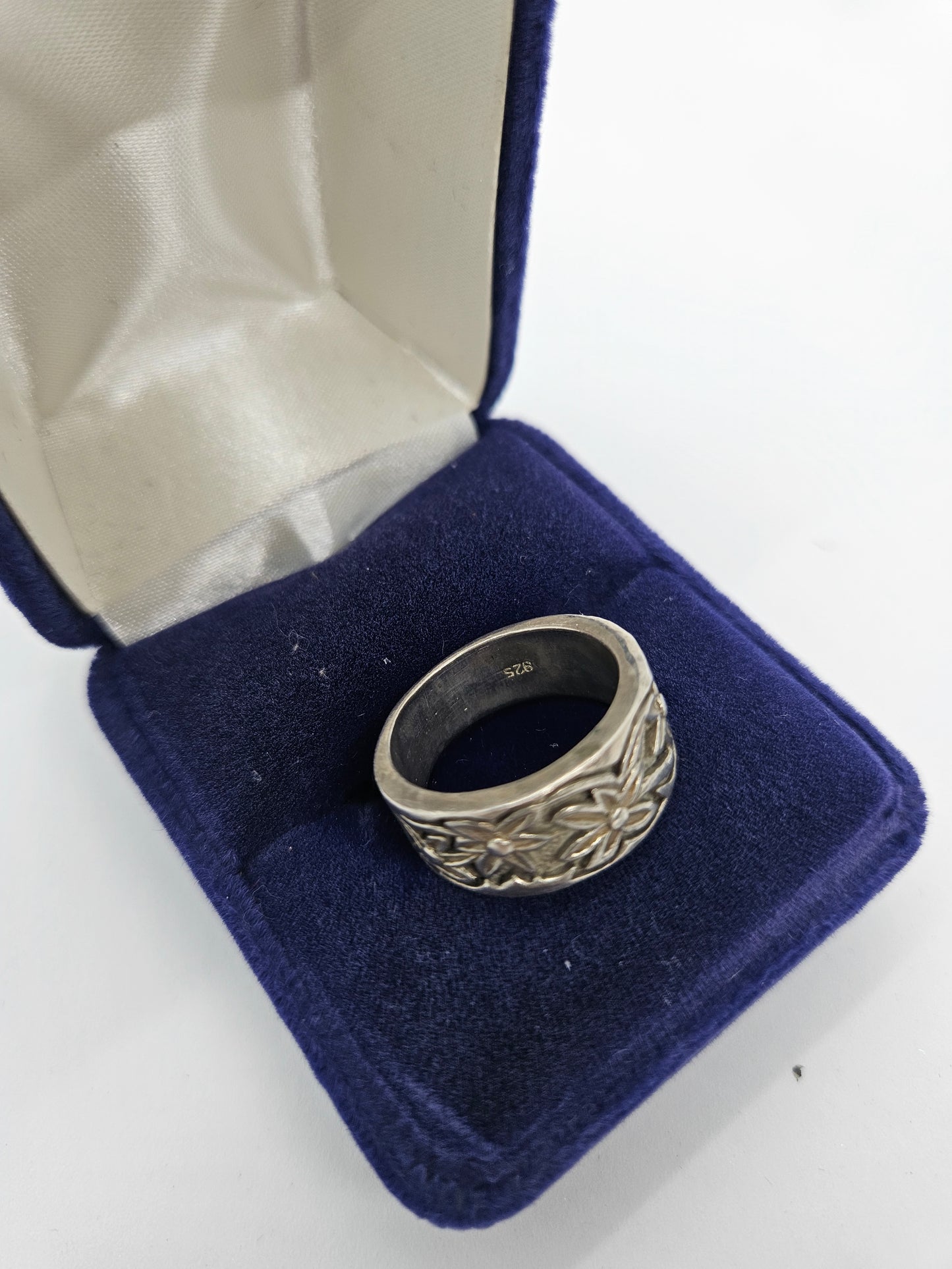 925 Sterling Floral Silver Band