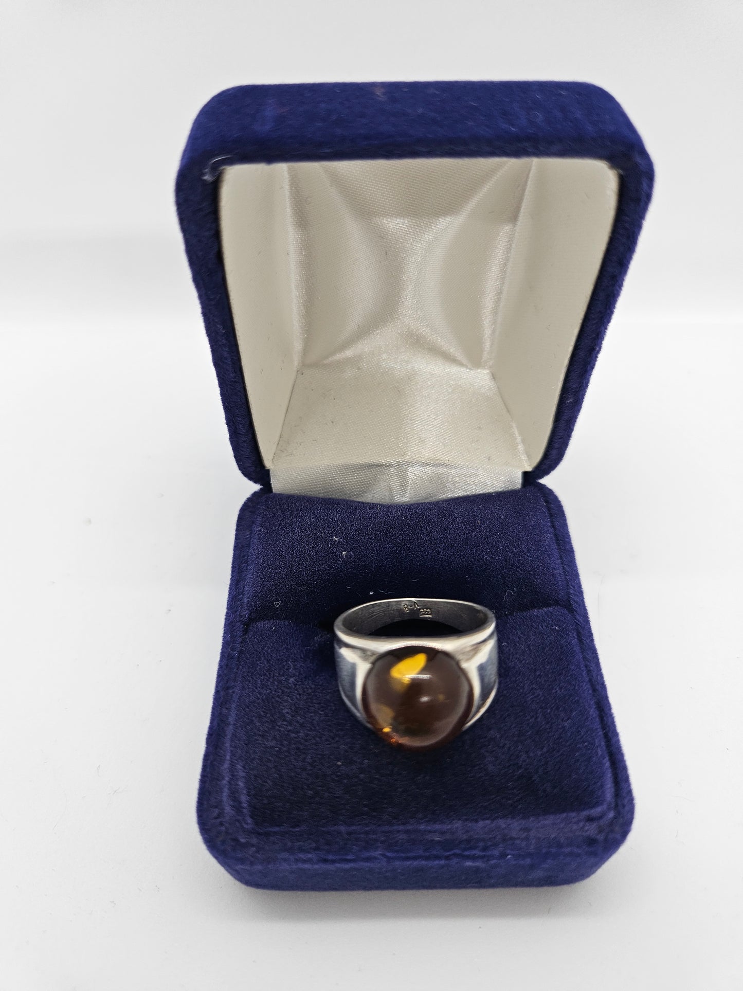 925 Sterling Silver Ring with Natural Amber