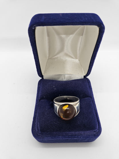 925 Sterling Silver Ring with Natural Amber