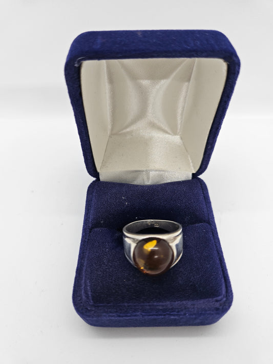 925 Sterling Silver Ring with Natural Amber